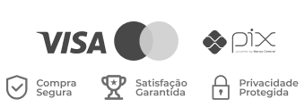 Pagamento seguro: Visa, Mastercard e Pix
